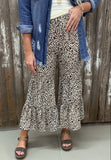 Leopard Ruffle Wide Leg Pants